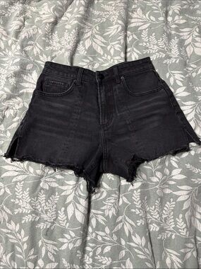 No Boundaries Black Frayed High-Rise Denim Shorts